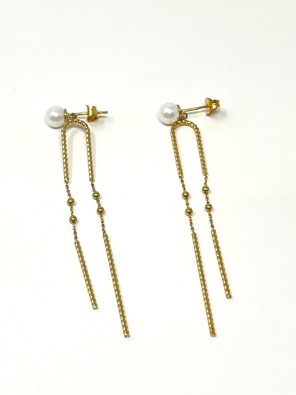 New Anthropologie Pearl Gold Dangle Earrings - Picture 3 of 4